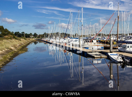 Lymington Marina, Yachten festgemacht, Hampshire, England, UK. Europa Stockfoto