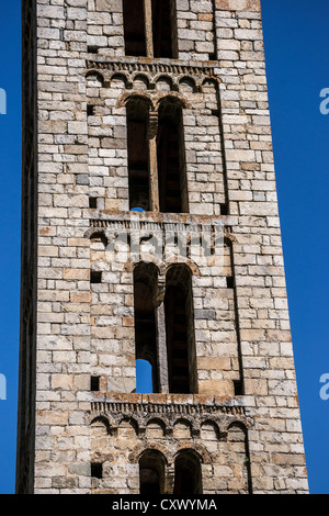 Romanische Kirche Santa Eulàlia in Erill la Vall in Vall de Boí, Katalonien, Spanien. Als UNESCO-Weltkulturerbe anerkannt. Stockfoto