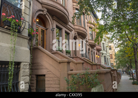 New York City, NY, USA, Straßenszenen, historische Stadthäuser, Reihenhäuser, Brownstone-Häuser in der Gegend von Harlem, Hamilton Heights, Upper Manhattan, New yorkers Building Stockfoto