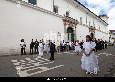 Firmung Prozession mit, San Antonio zur Kirche Santa Dominigo, Popayan, Kolumbien Stockfoto