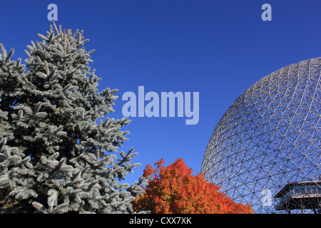 Die Biosphäre Museum im Morgengrauen am Jean Drapeau Park auf Ile SainteHelene, Montreal, Quebec, Kanada. Stockfoto