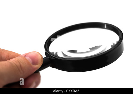Lupe über weißen ausgeschnitten. Stockfoto