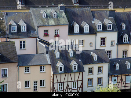 Häuser In Grund District, Luxemburg-Stadt Stockfoto