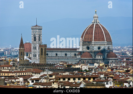 Blick auf die Kathedrale von Piazzale Michelangelo Square, Florenz, Toskana, Italien, Europa Stockfoto