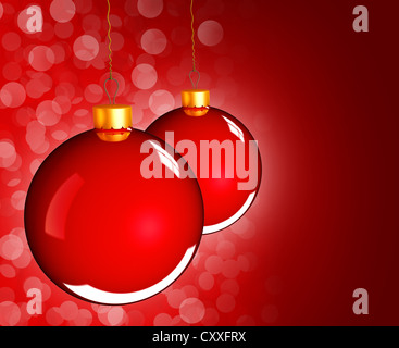 Christbaumkugeln Weihnachtskugeln in Gold-Rot als Ferien-Hintergrund Stockfoto