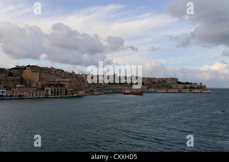 Blick auf Valletta, von der befestigten Stadt senglea, Malta gesehen, Europa Stockfoto