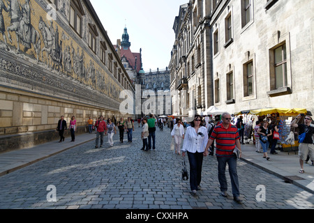 Fuerstenzug, Fürstenzug, Wandbild, Schloßstraße Straße, Dresden, Sachsen Stockfoto