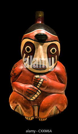 Sitzende Figur Flasche peruanischen Peru Nasca 1.-2. Jh. Keramik Stockfoto