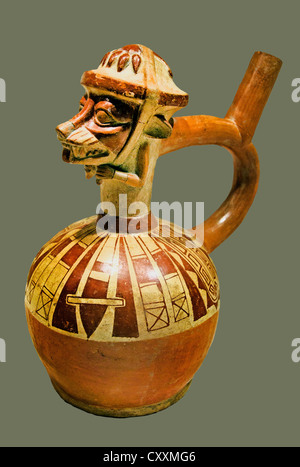 Stiir Auslauf Flasche Fox 4. – 6. Jahrhundert Peru peruanischer Moche-20 cm Stockfoto