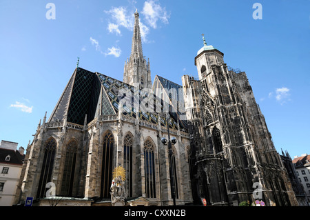 Außenansicht des St.-Stephans Kathedrale, Stephansdom, Gebäude begann im 12. Jahrhundert, Wien, Österreich, Europa Stockfoto