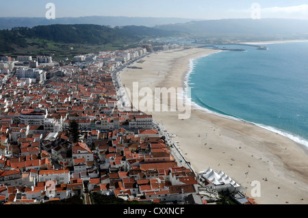 Nazare, Blick auf Sitio, Aussichtspunkt Oberstadt, Zentral-Portugal, Portugal, Europa Stockfoto