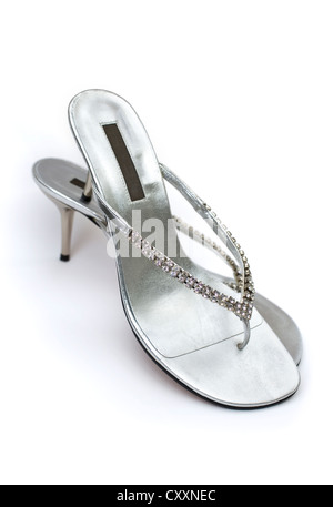 Silber metallic Dianette mit Strass trim Stockfoto