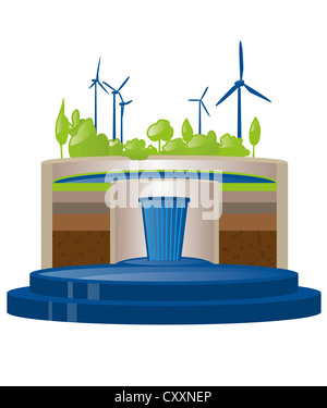 Wasserkraft und Windkraft, Infografiken, illustration Stockfoto