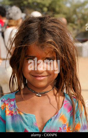 Inderin, Porträt, Pushkar, Rajasthan, Nordindien, Indien, Asien Stockfoto