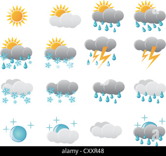 Weathe Symbole für Meteorologie Web site Stockfoto