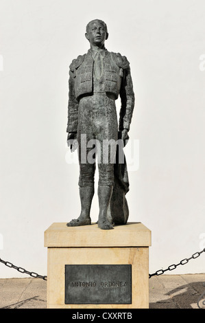 Antonio Ordóñez, berühmten Stierkämpfer, Denkmal in der Stierkampfarena von Ronda, Plaza de Toros, Ronda, Provinz Malaga, Andalusien, Spanien Stockfoto