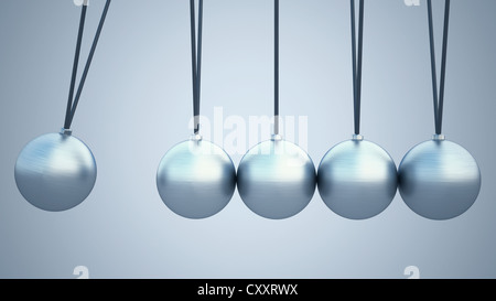 3D Illustration, Newtons Wiege, Newtons Kugeln oder Executive Ball Clicker Stockfoto