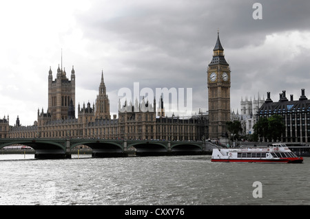 Themse, Palace of Westminster mit dem Uhrturm Big Ben, UNESCO-Weltkulturerbe, Westminster Bridge, London Stockfoto