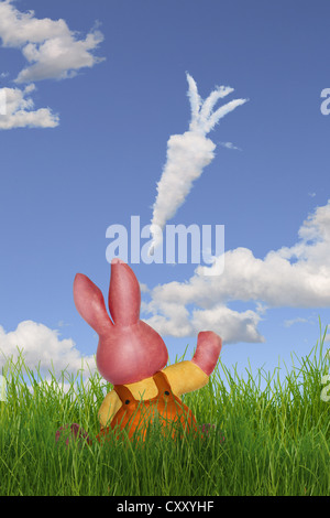 Blick auf eine Wolke geformt wie eine Karotte, Abbildung Hase Stockfoto