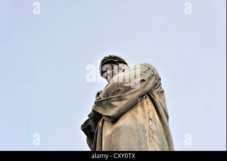 Denkmal von Pietro Magni, Leonardo da Vinci von 1872, Platz Piazza della Scala, Mailand, Italien, Europa, PublicGround Stockfoto