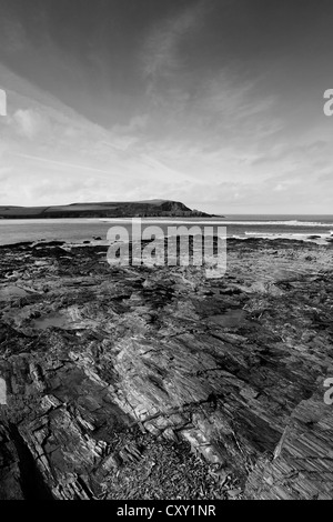 Zerklüftete Küste, Padstow Bay, Padstow Stadt, Grafschaft Cornwall, England, UK Stockfoto