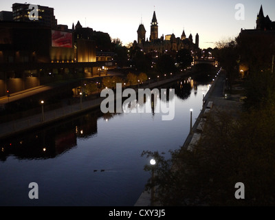 Rideau-Kanal Fluss Nacht ottawa Stockfoto