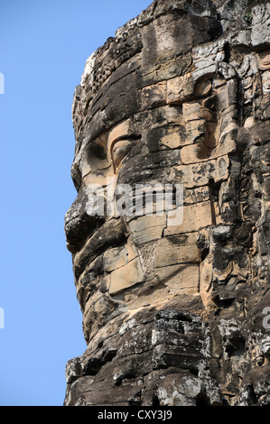 Stein-Gesicht Lokeshwaram, Bayon Tempel, Angkor, Kambodscha, Asien Stockfoto