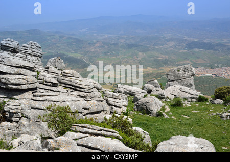 Frühling-Blick auf Naturschutzgebiet El Torcal Stockfoto