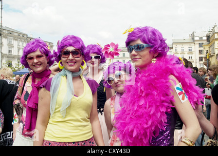 Pink Ladies, kostümierten Frauen während der Juwenalia Student Festival, Krakau, Polen, Europa Stockfoto