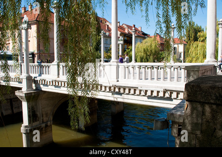 Schuster oder Schuhmacher Brücke (Čevljarski am meisten), Altstadt, Ljubljana, Slowenien Stockfoto