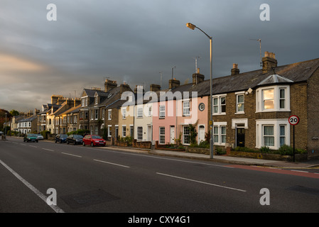 Viktorianischen Terrasse auf Huntingdon Rd, Nordwesten Cambridge, England. Stockfoto