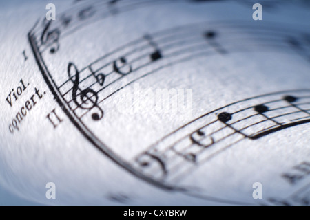 Blatt, Musik, Musik-Buch, Score, Nahaufnahme Stockfoto