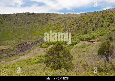 Capulin Vulkan National Monument, New Mexico Besucher auf Krater Vent Trail. Stockfoto