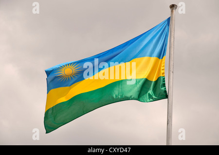 Ruandische Nationalflagge, Ruanda, Afrika Stockfoto