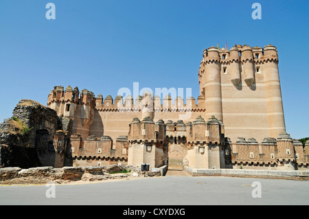 Castillo, Burg, Mudejar-Stil, Museum, Coca, Segovia Provinz Kastilien und León, Spanien, Europa, PublicGround Stockfoto