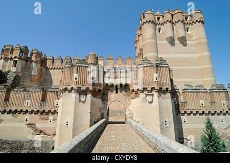 Castillo, Burg, Mudejar-Stil, Museum, Coca, Segovia Provinz Kastilien und León, Spanien, Europa, PublicGround Stockfoto