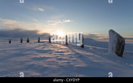 Ring of Brodgar Steinkreis im winter Stockfoto