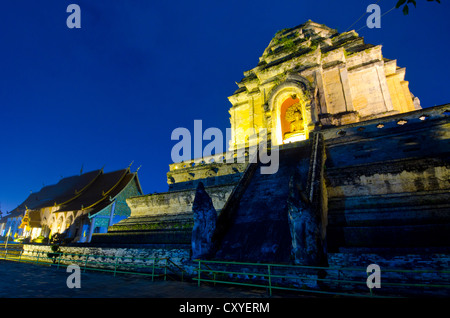 Wat Chedi Luang in Chiang Mai, Thailand war früher der größte Wat in Thailand bis es von einem großen Beben zerstört wurde Stockfoto