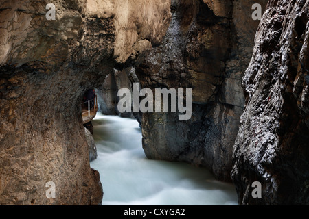 Partnachklamm Schlucht, Partnach Fluss, Garmisch-Partenkirchen, Werdenfelser Land/Region, Wetterstein Palette, Upper Bavaria, Bavaria Stockfoto