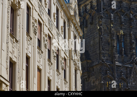 Restaurierte Fassaden, Prag, Tschechische Republik, Europa Stockfoto