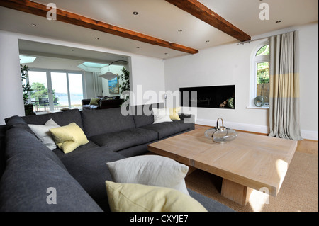 Die Lounge des Luxus-Ferienhaus in der Nähe von Abersoch auf der Lleyn-Halbinsel in North Wales UK Stockfoto