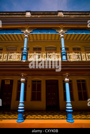 Innenhof des Chettinad Herrenhaus In Kanadukathan Chettinad, Indien Stockfoto