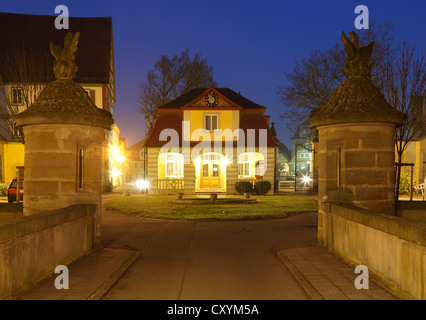 Ehrenhof, Gericht der Ehre, Schloss Kirchberg Schloss, ehemaliger Palast der Fürsten von Hohenlohe-Kirchberg, Kirchberg ein der Jagst Stockfoto