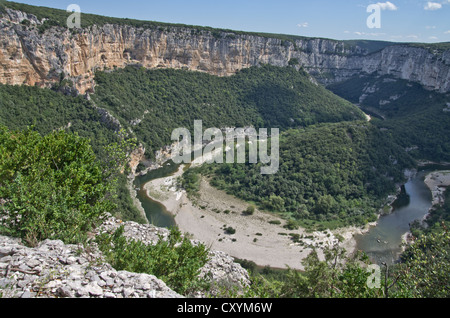 Gorges de l' Ardèche von Belvedere du Colombier Stockfoto