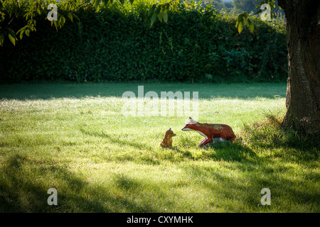 Zier-Fox und Cub in einem Landschaftsgarten in UK Stockfoto