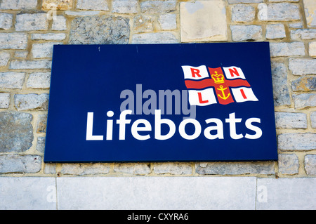 RNLI Rettungsboote Zeichen, UK Stockfoto