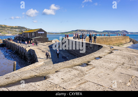 Cobb Lyme Regis, Dorset, Großbritannien mit Touristen Stockfoto