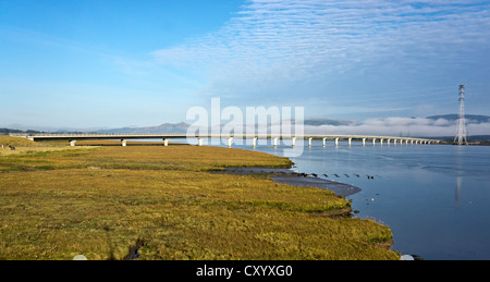 Die neue Clackmannanshire-Brücke über den Firth of Forth in Fife Schottland westlich der alten Brücke Kincardine Stockfoto