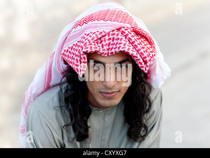 Porträt von Beduinen Mann aus Jebel, Salalah, Oman Stockfoto