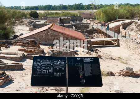 Römische Ruinen des Garum - Fisch salzen - Fabrik, Troia, Setubal, Portugal Stockfoto